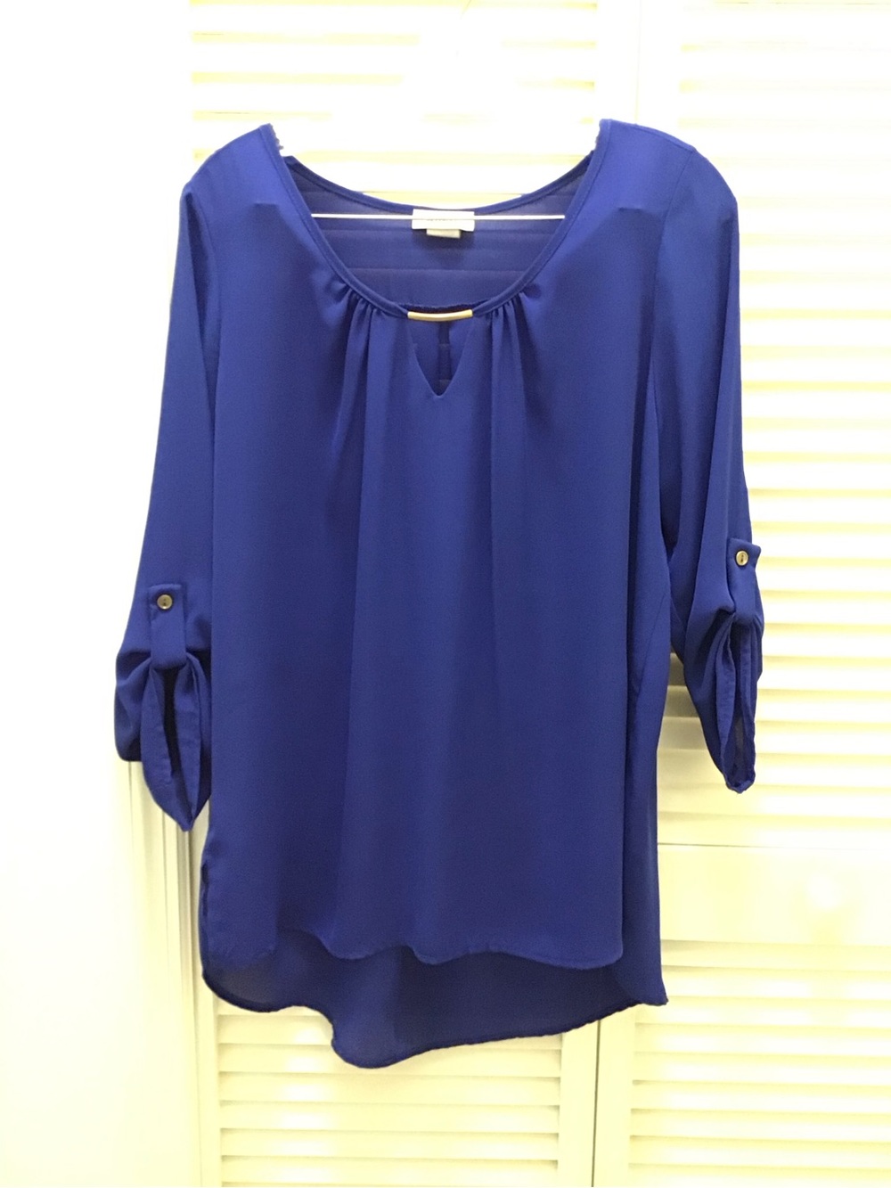 Women's Cobalt Blue Roll-Tab Tunic Top